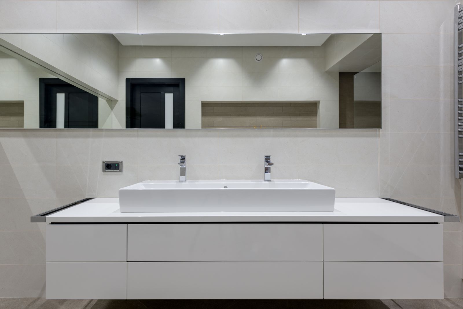 A clean modern bathroom vanity